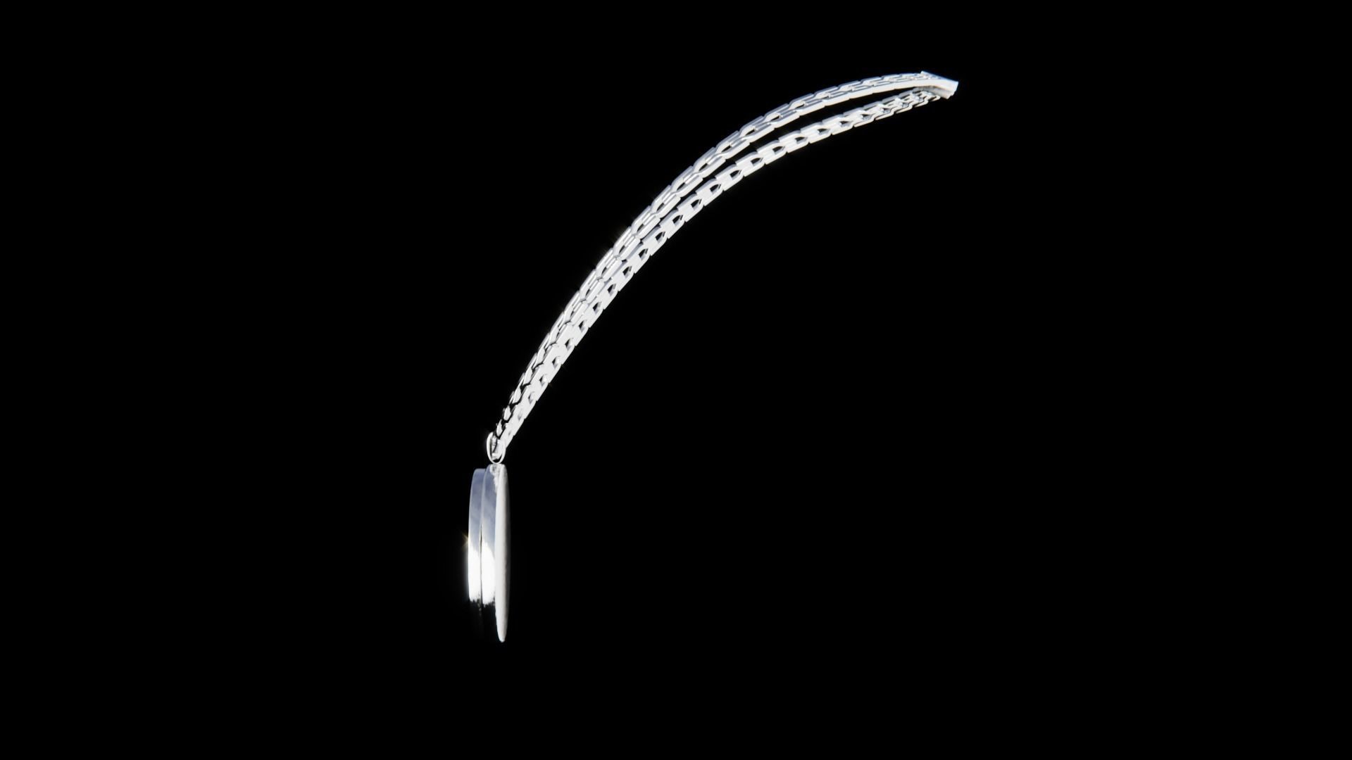 Blank Chain with Round Medallion Low-poly 3D model_2