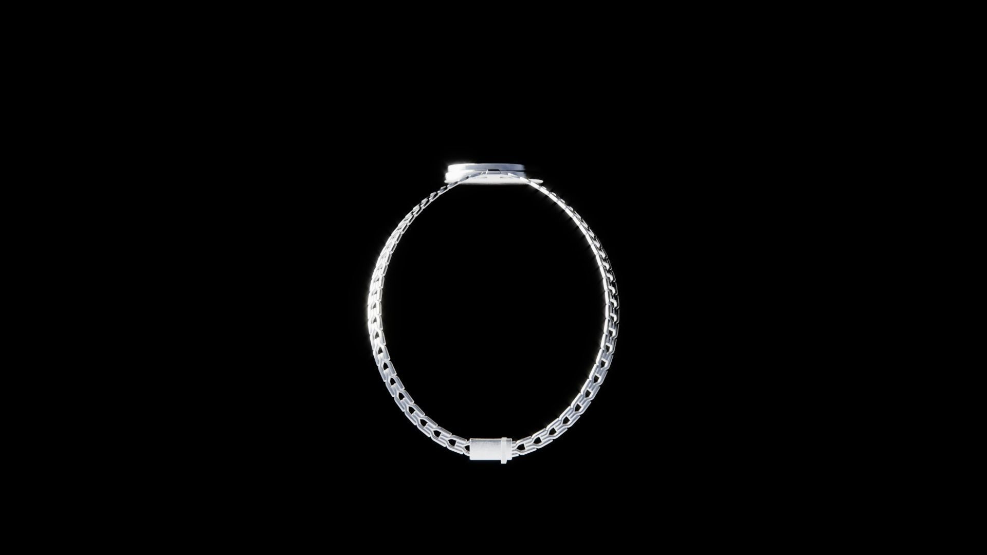 Blank Chain with Round Medallion Low-poly 3D model_4