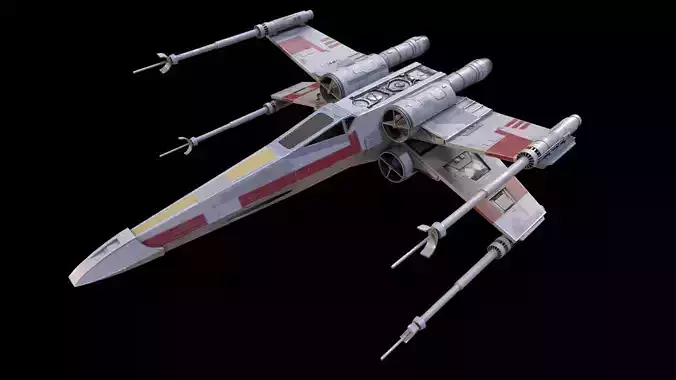 X Wing lowpoly game ready 3D model star wars - fighter Low-poly 3D model
