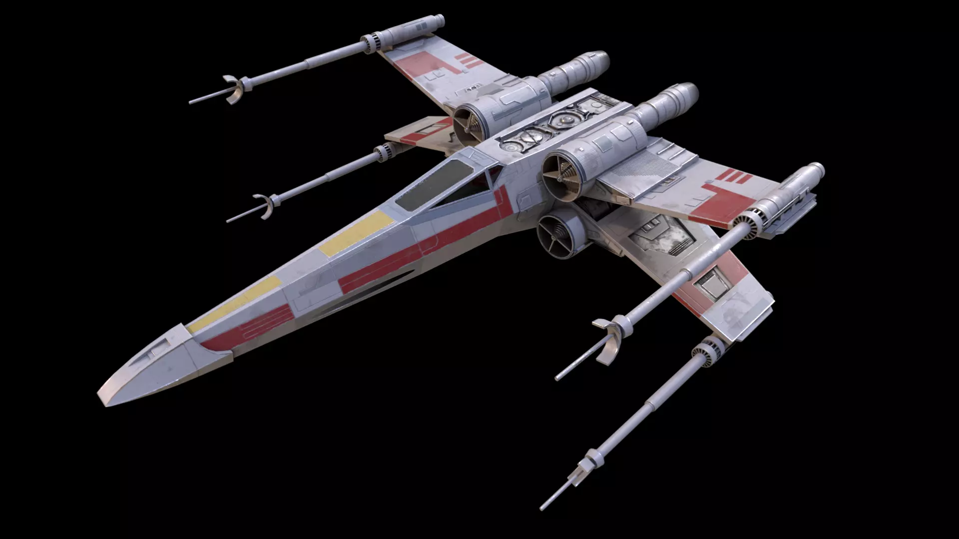 X Wing lowpoly game ready 3D model star wars - fighter Low-poly 3D model