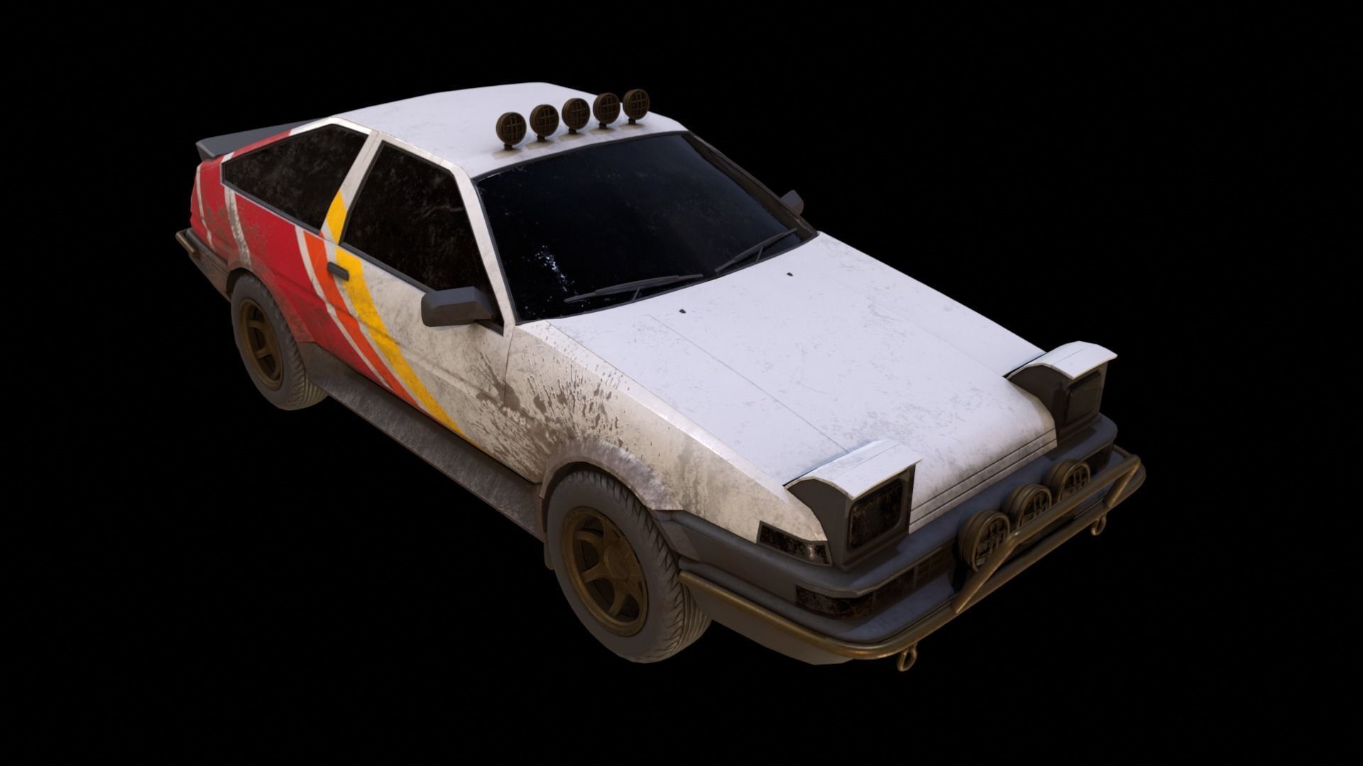 Toyota AE86 rally lowpoly game ready Low-poly 3D model_5