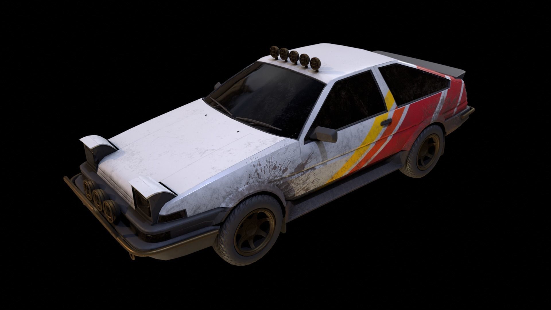 Toyota AE86 rally lowpoly game ready Low-poly 3D model_9