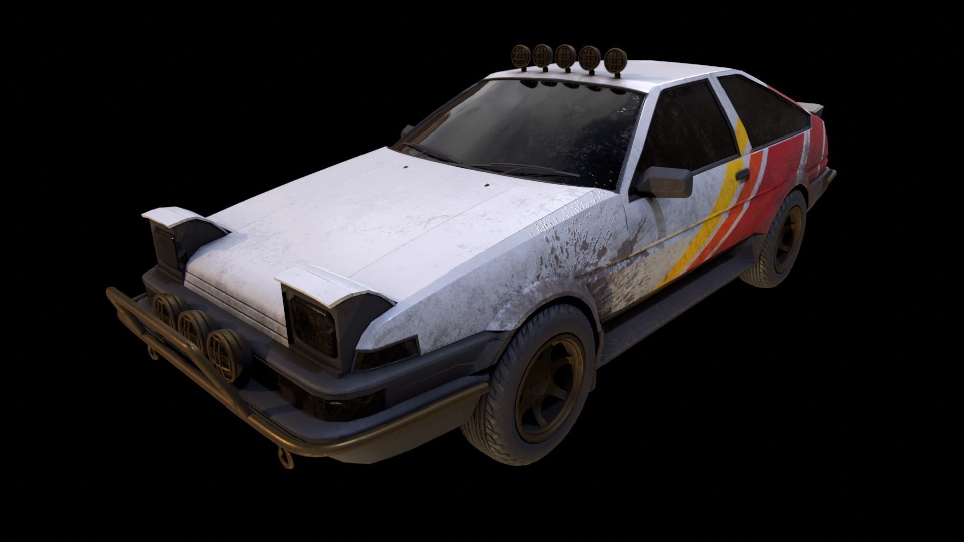 Toyota AE86 rally lowpoly game ready Low-poly 3D model_2