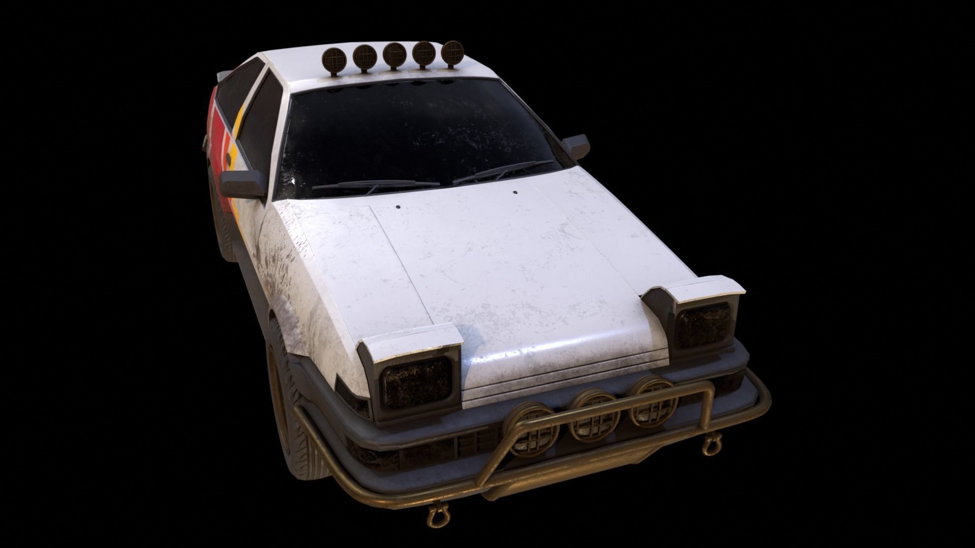 Toyota AE86 rally lowpoly game ready Low-poly 3D model_4