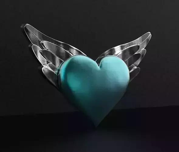 Winged Heart Pendant 3D print model