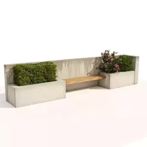 outdoor bench seat with plant and flowers storage 3D model