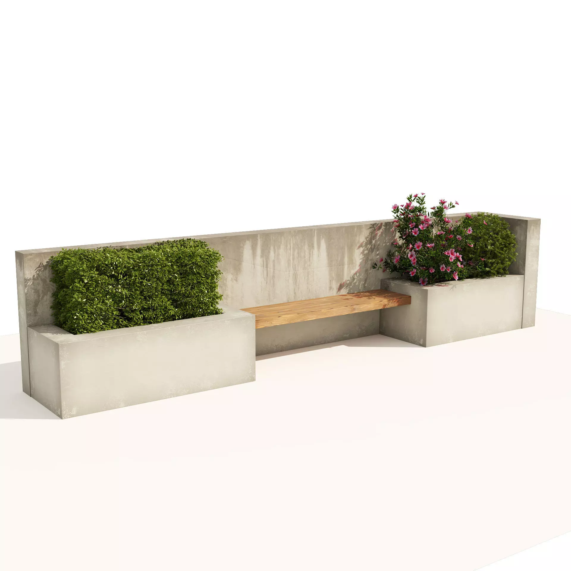 outdoor bench seat with plant and flowers storage 3D model_0