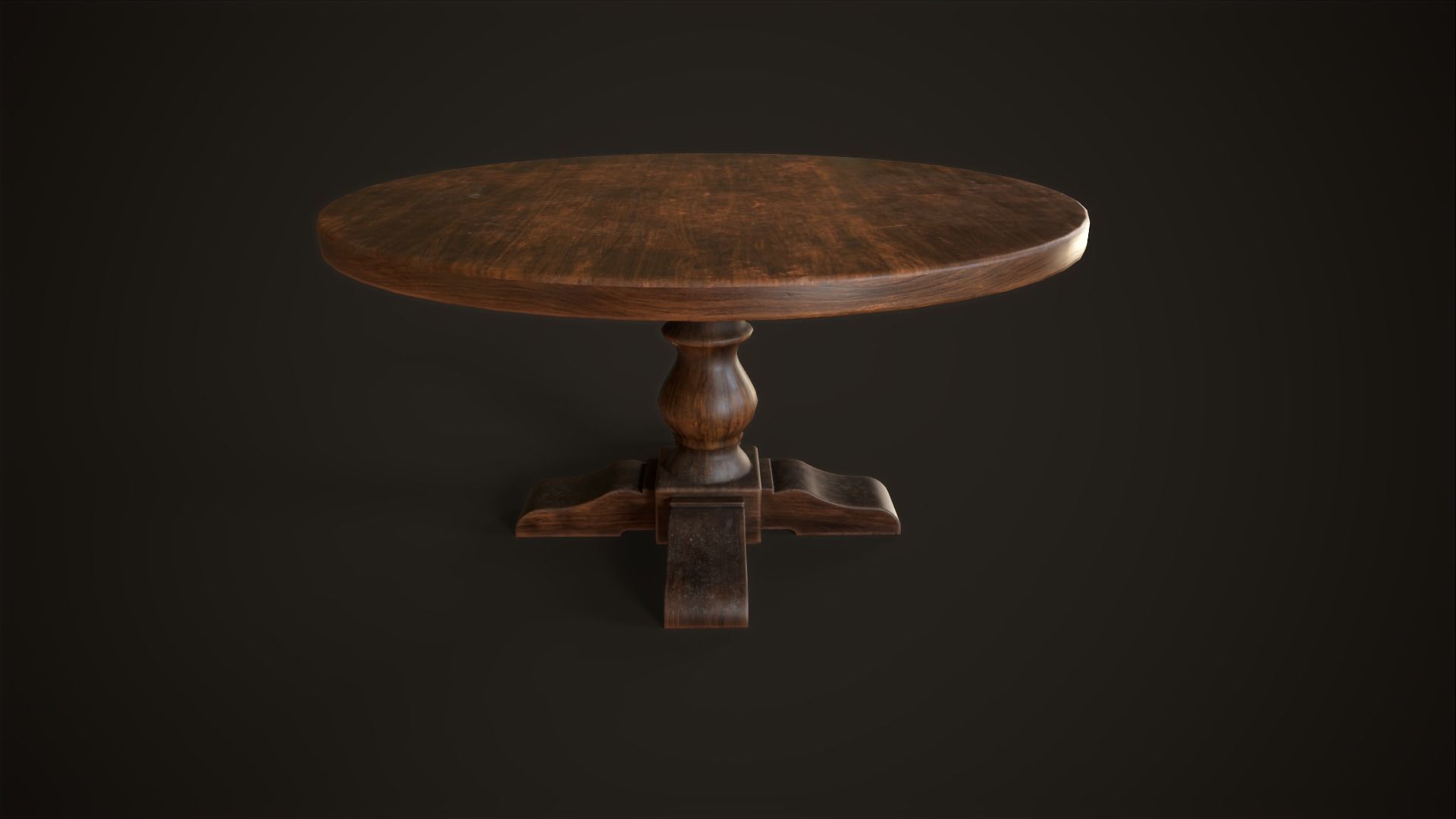 Vintage round table 3D model_5