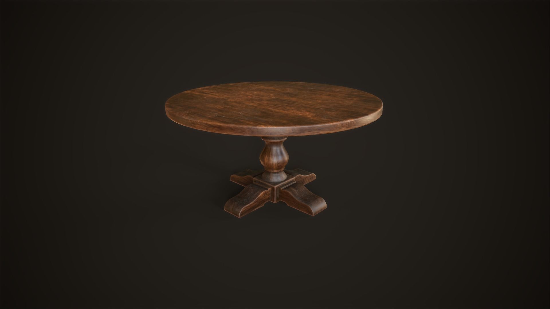 Vintage round table 3D model_8