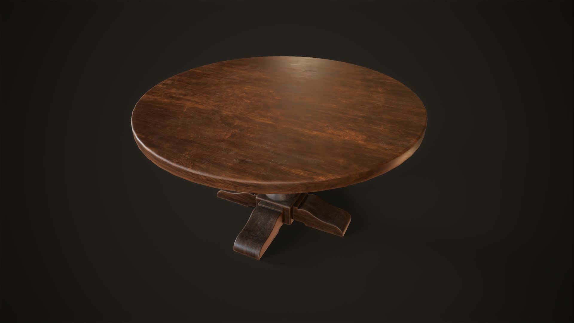 Vintage round table 3D model_7