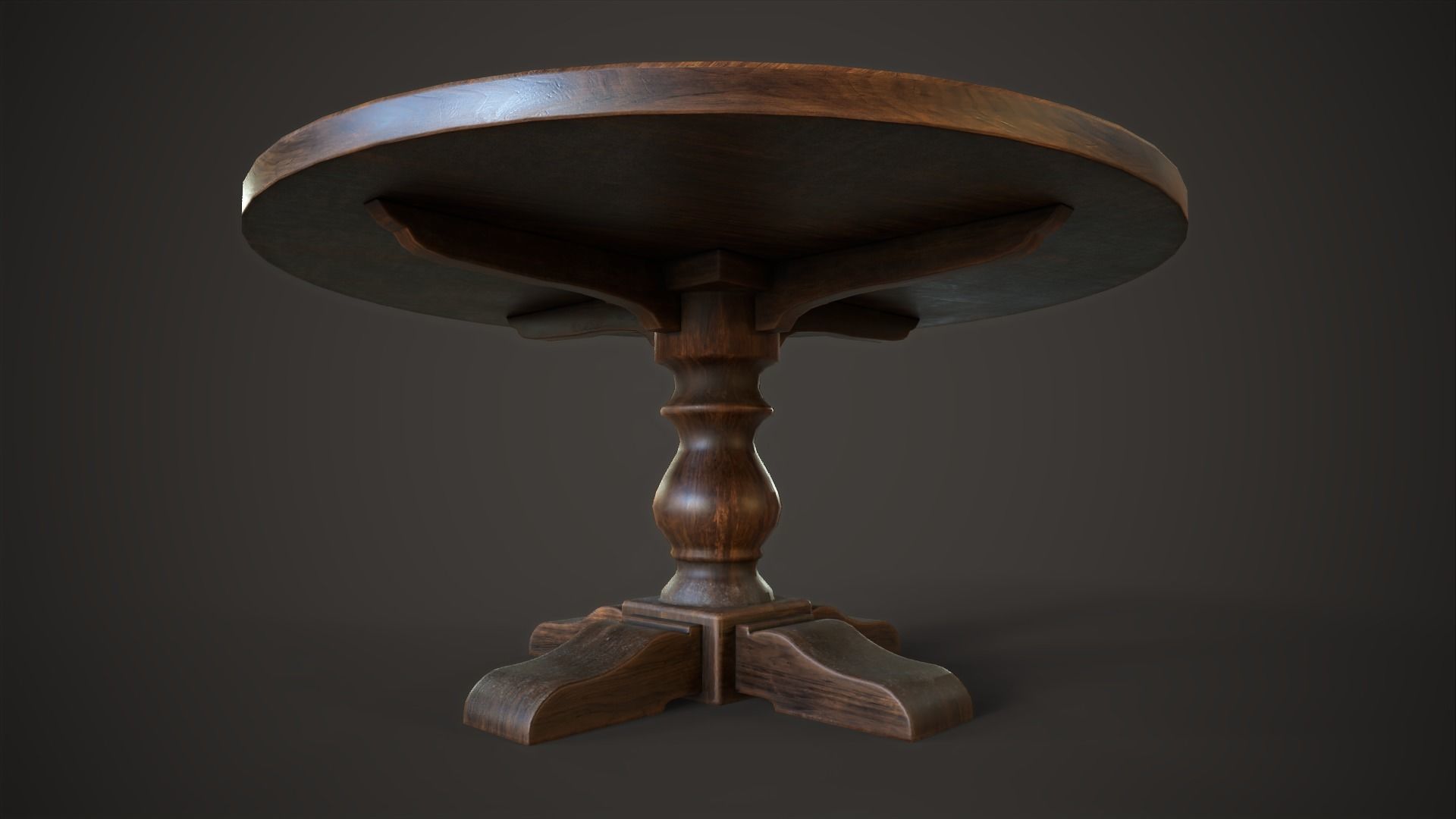 Vintage round table 3D model_1