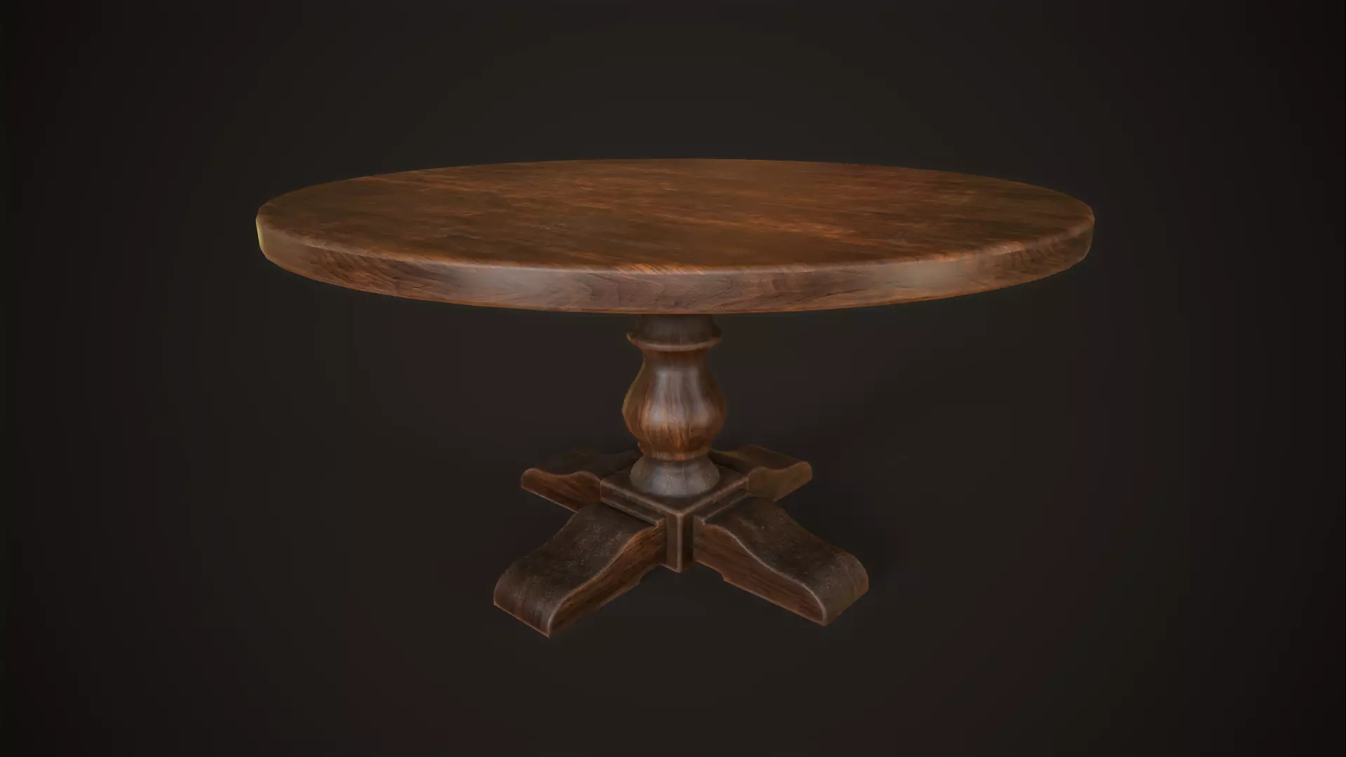 Vintage round table 3D model_0