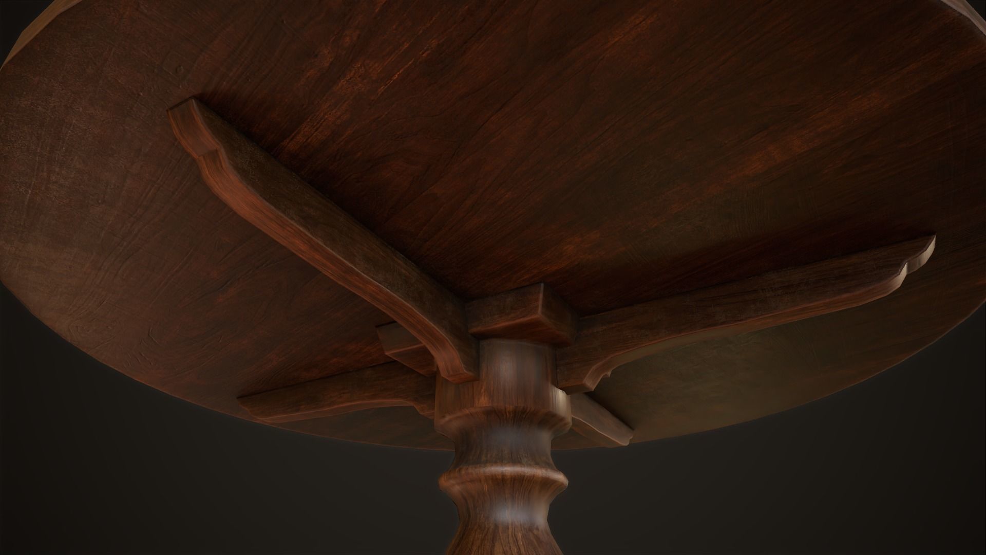 Vintage round table 3D model_4