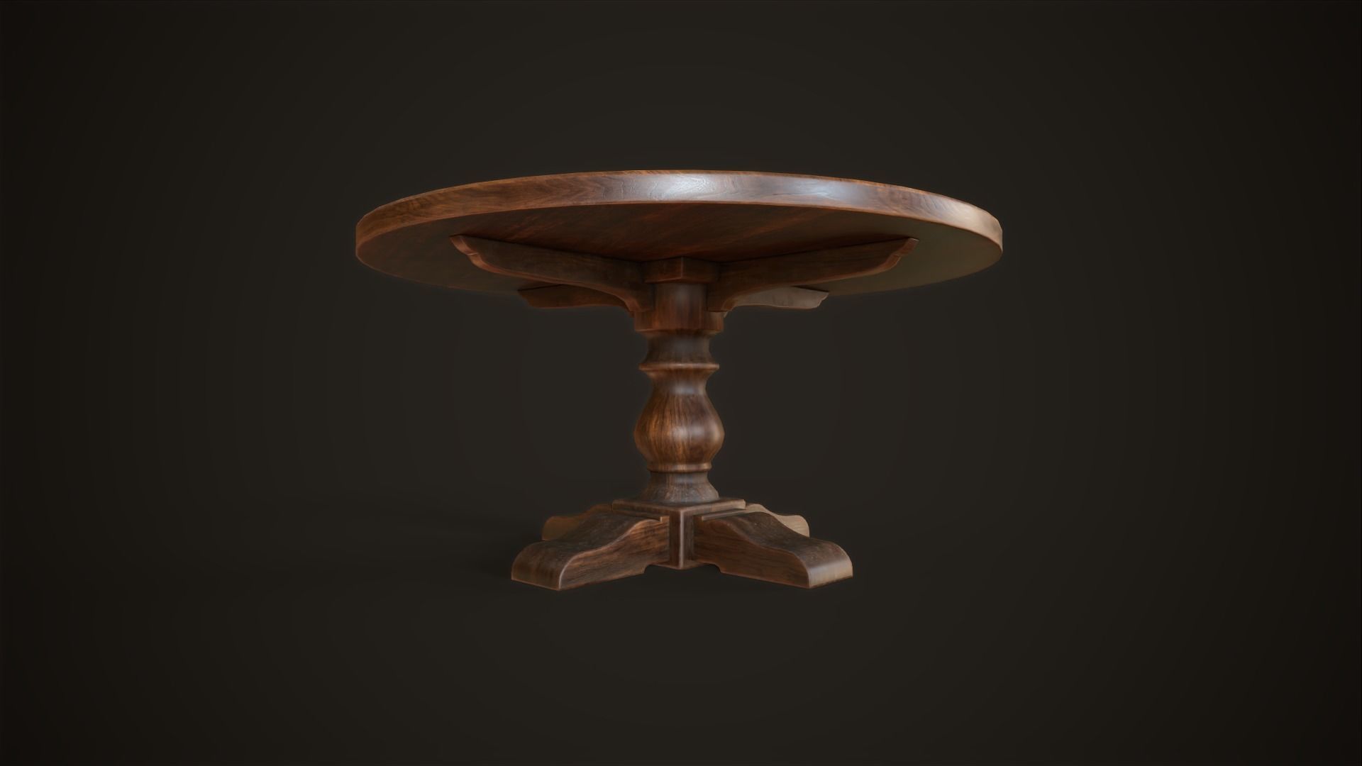 Vintage round table 3D model_6