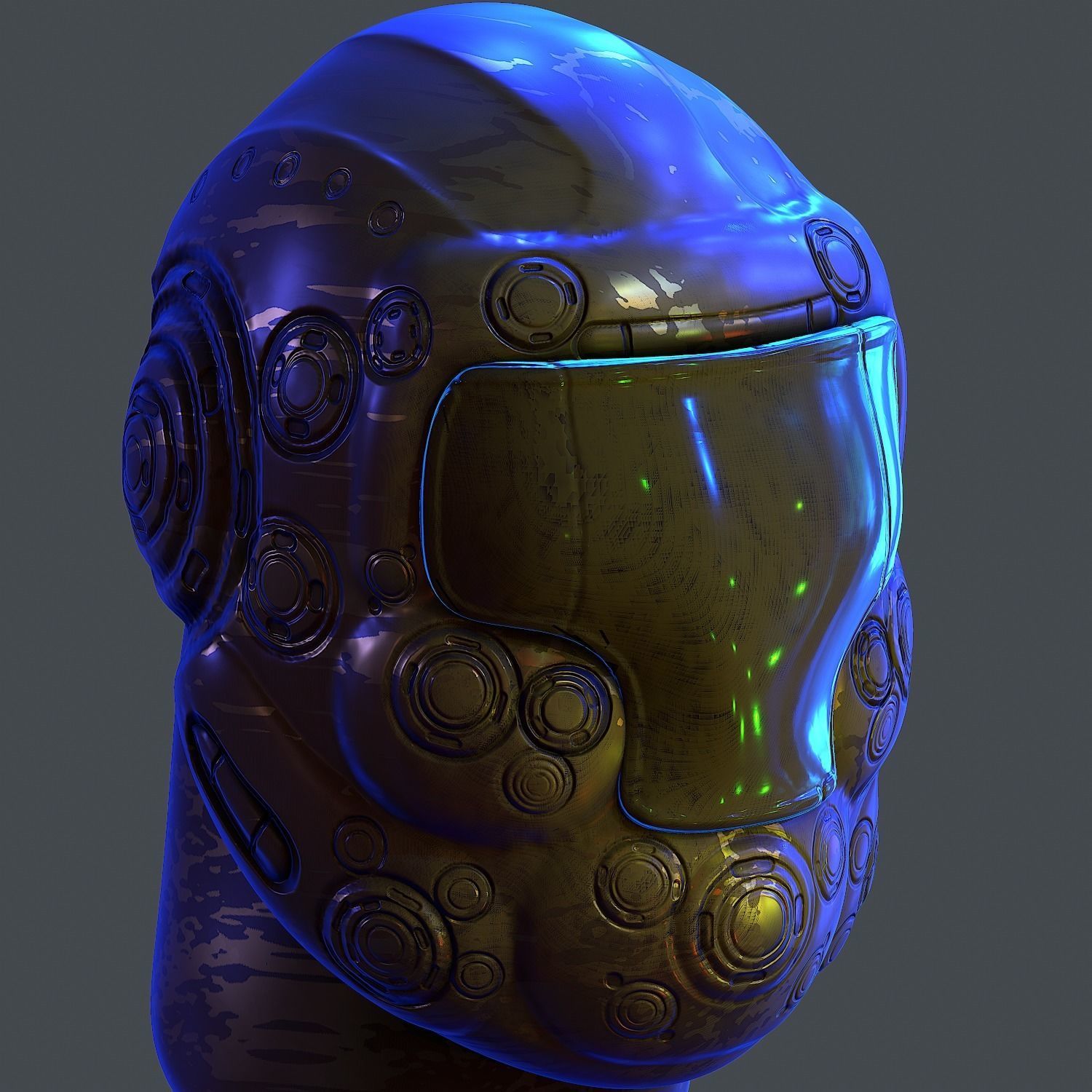 Gas mask helmet 3d model scifi Low-poly Low-poly 3D model Low-poly 3D model_2