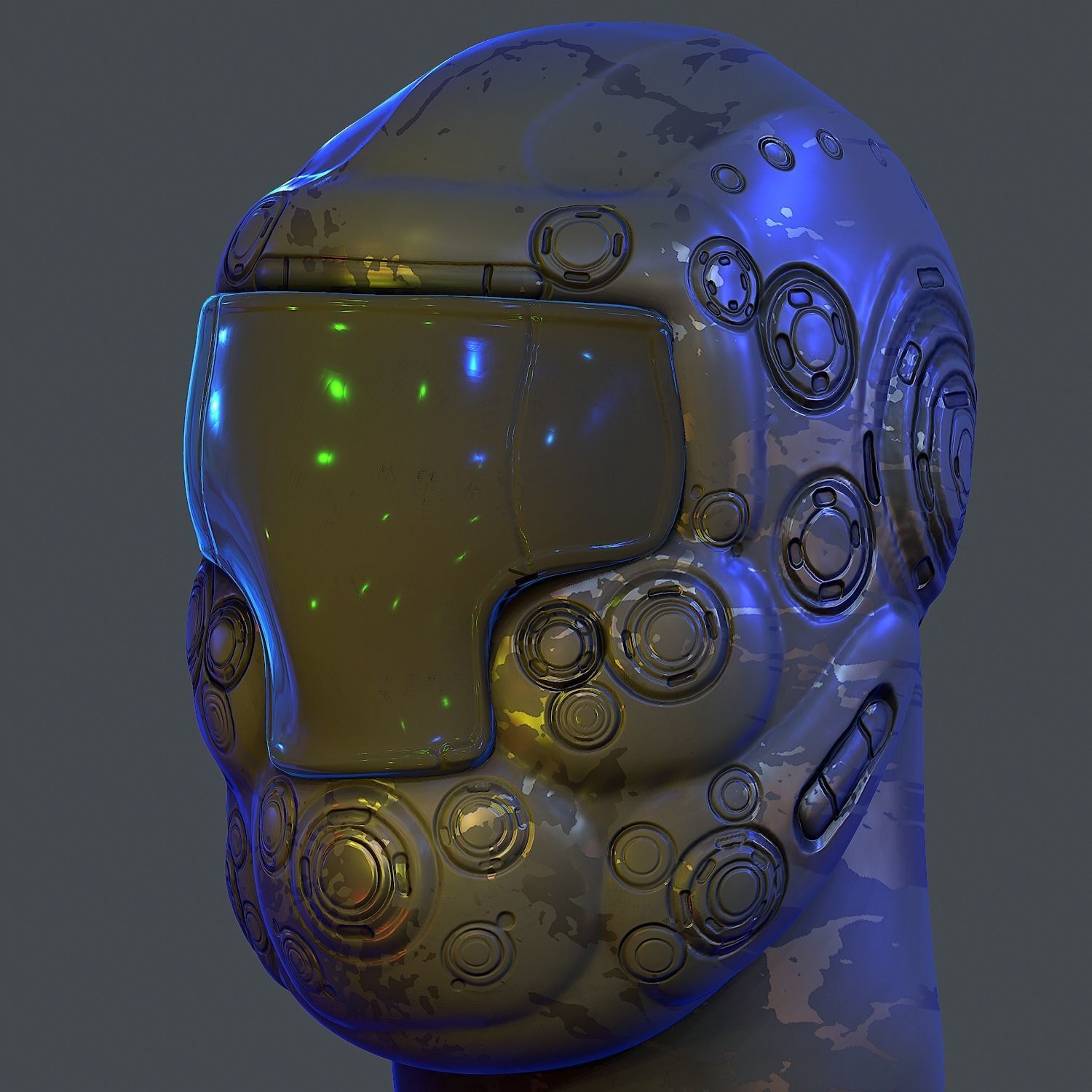 Gas mask helmet 3d model scifi Low-poly Low-poly 3D model Low-poly 3D model_4