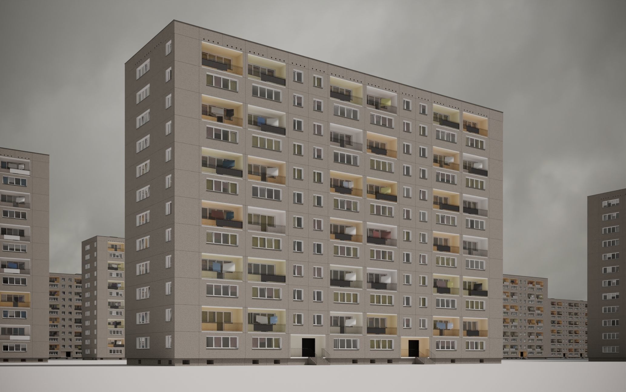 PRE-FABRICATED CONCRETE PANEL RESIDENTIAL BUILDINGS ASSET 3D model_1