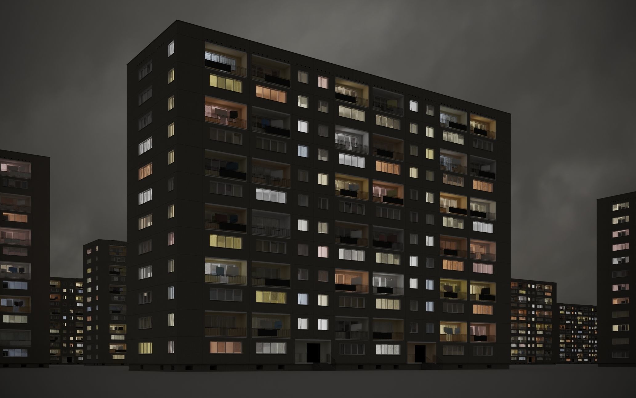 PRE-FABRICATED CONCRETE PANEL RESIDENTIAL BUILDINGS ASSET 3D model_2