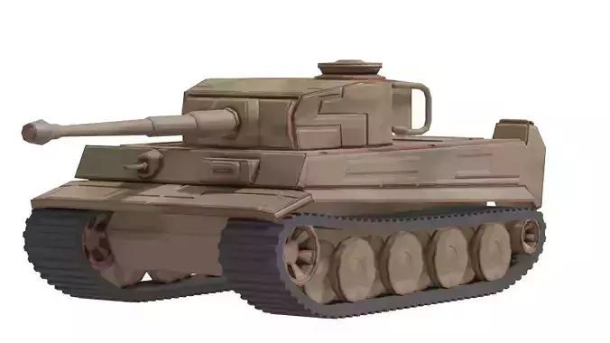 Tiger I Low Poly Tank 3D model