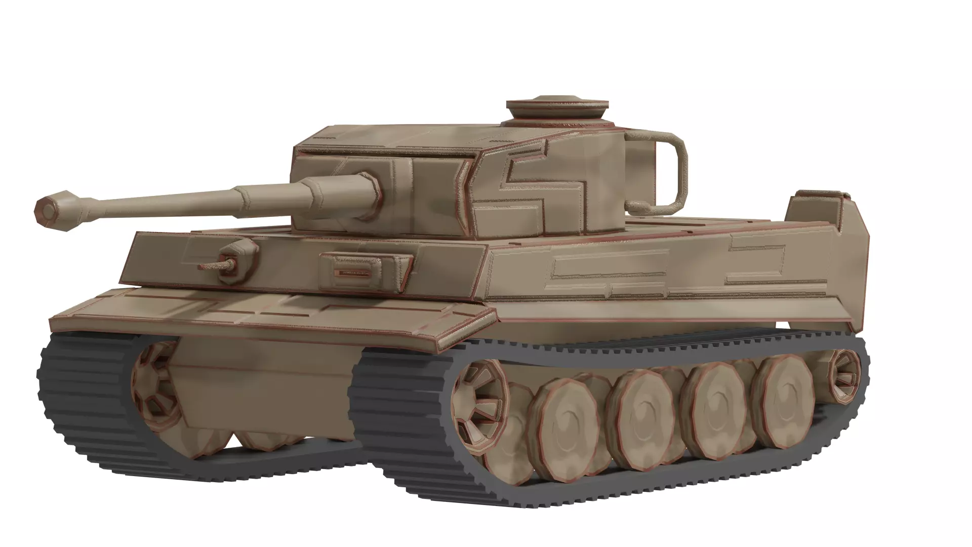 Tiger I Low Poly Tank 3D model Free low-poly 3D model