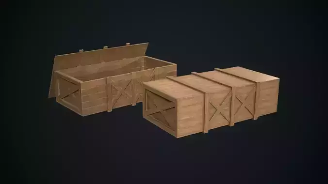 Wooden open and closed boxes