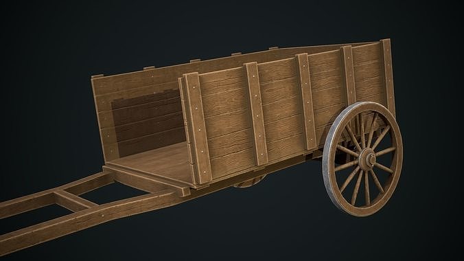 Wooden old Cart Low-poly 3D model 3