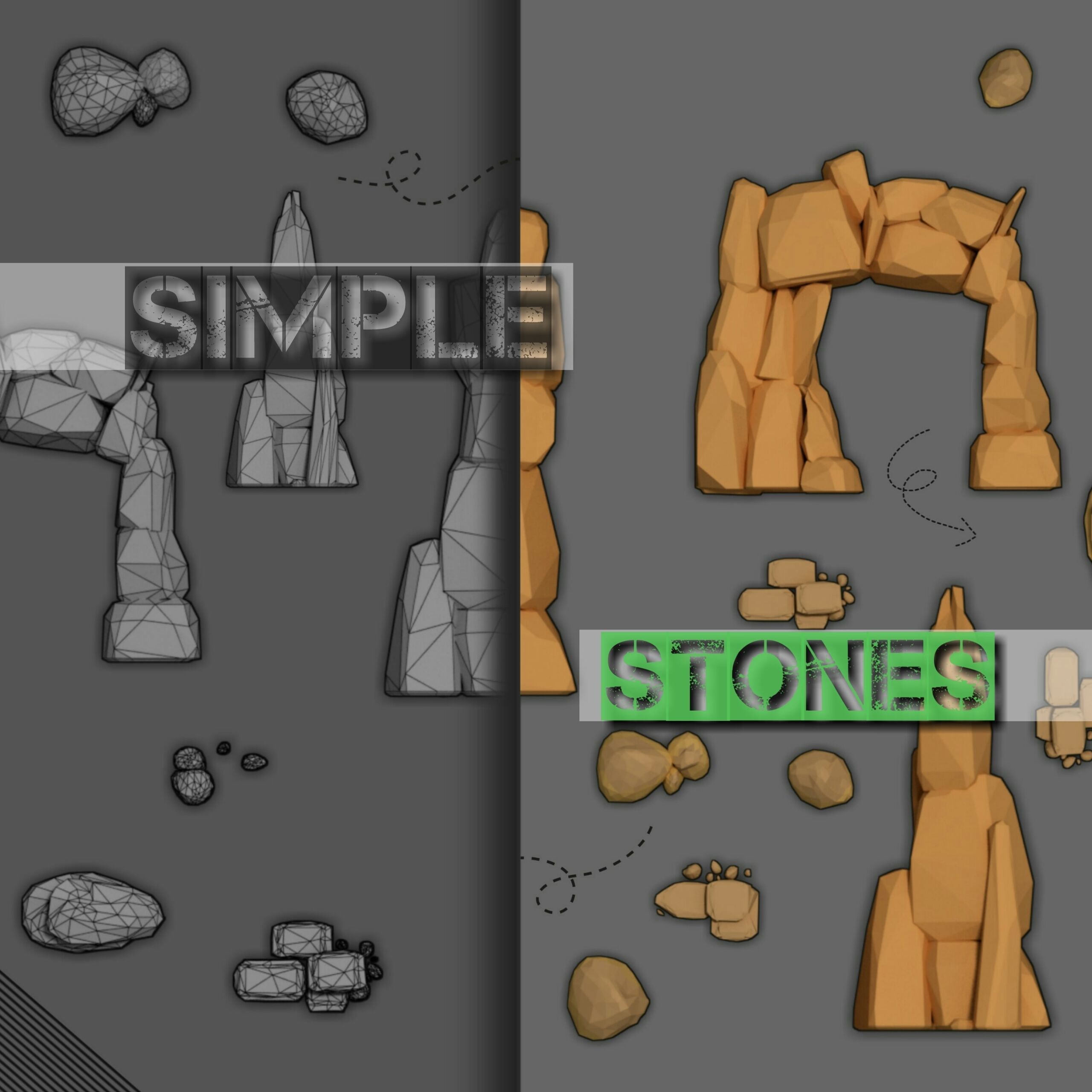Simple stones Low-poly 3D model_1
