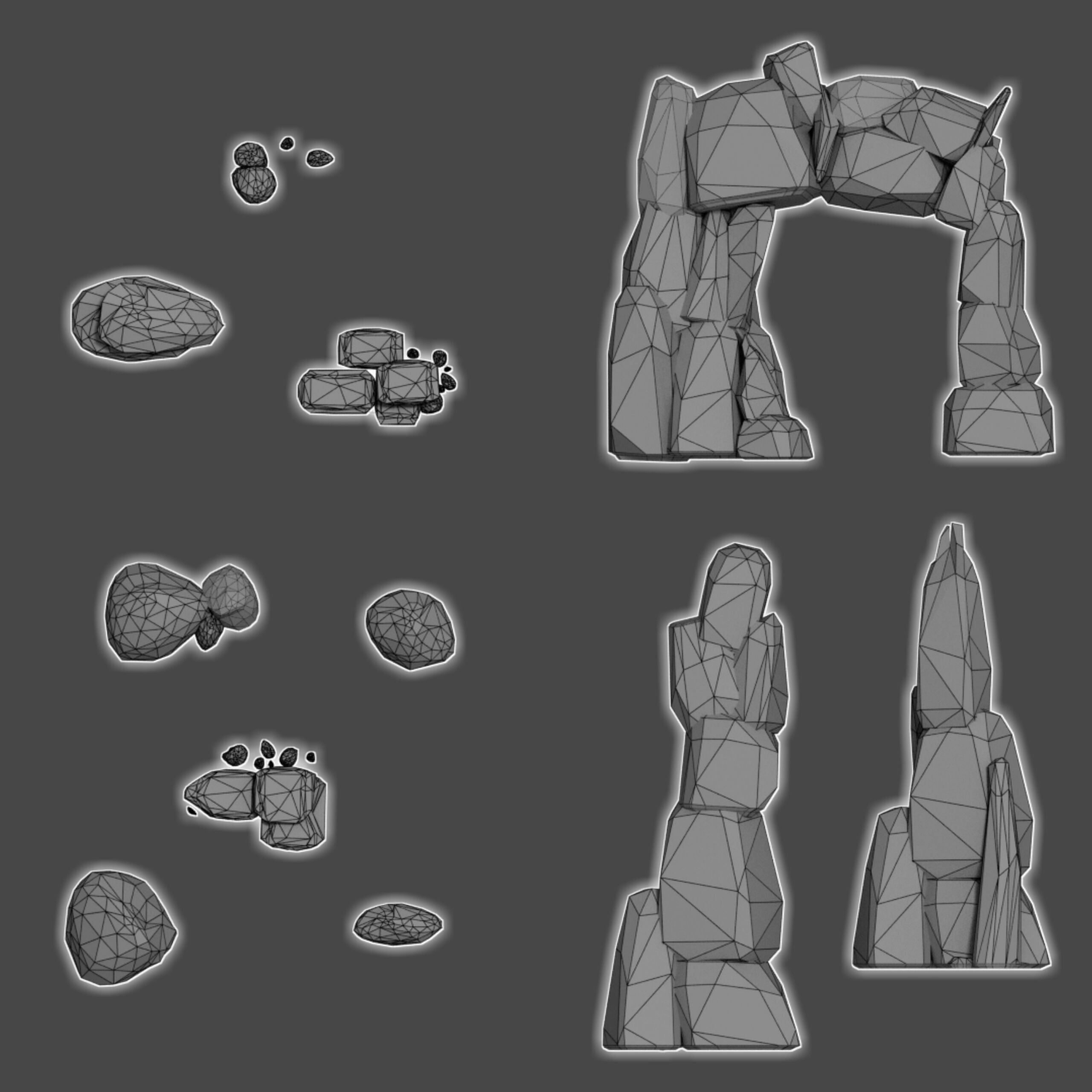 Simple stones Low-poly 3D model_2