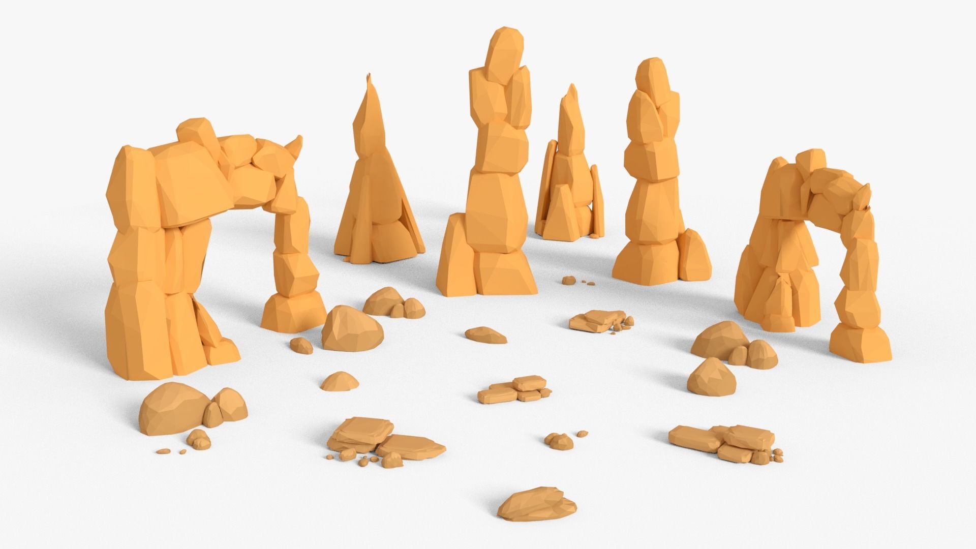 Simple stones Low-poly 3D model_4