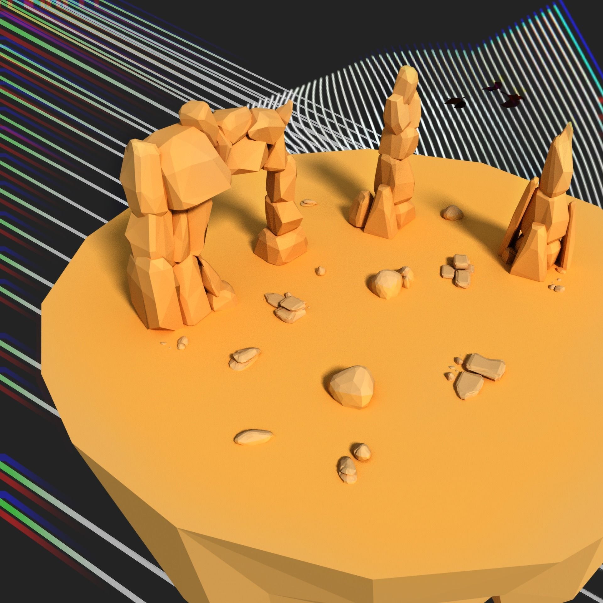 Simple stones Low-poly 3D model_6