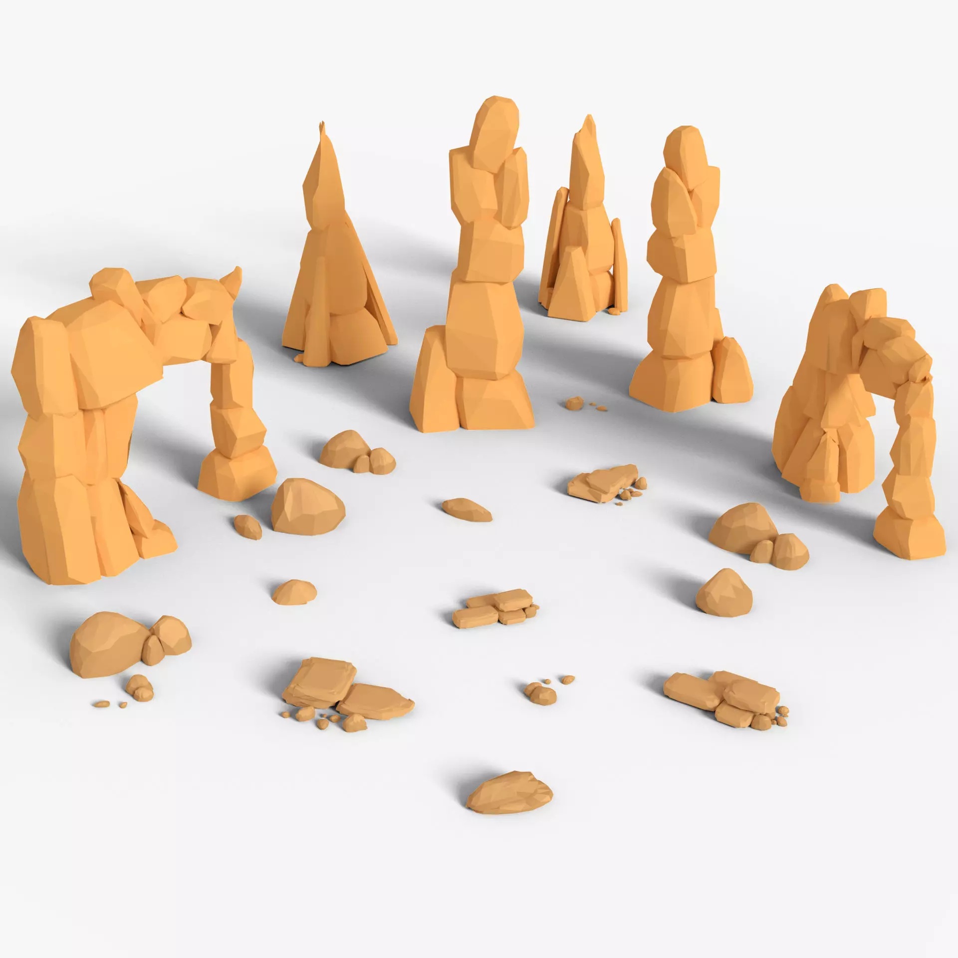 Simple stones Low-poly 3D model_0