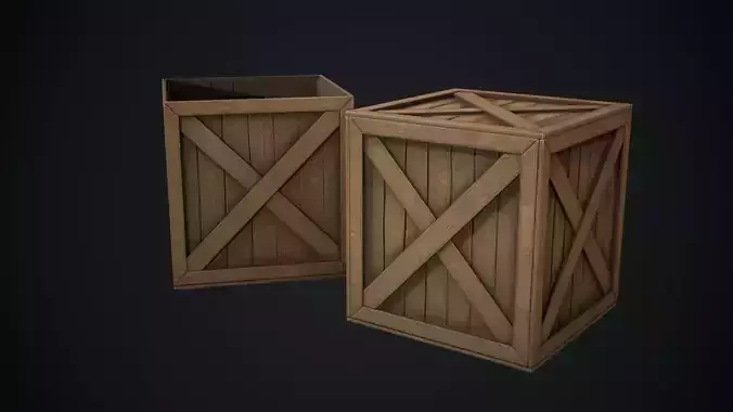 Wooden Cube Low-poly 3D model