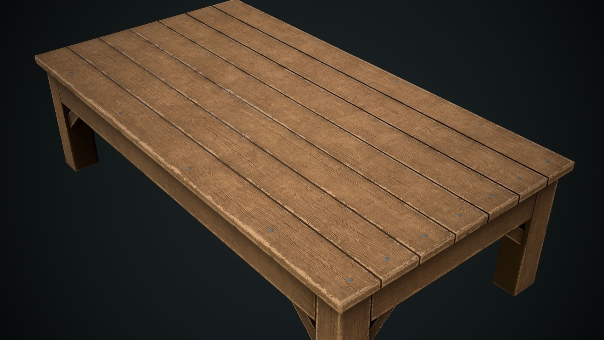 Wooden Table Low-poly 3D model_2