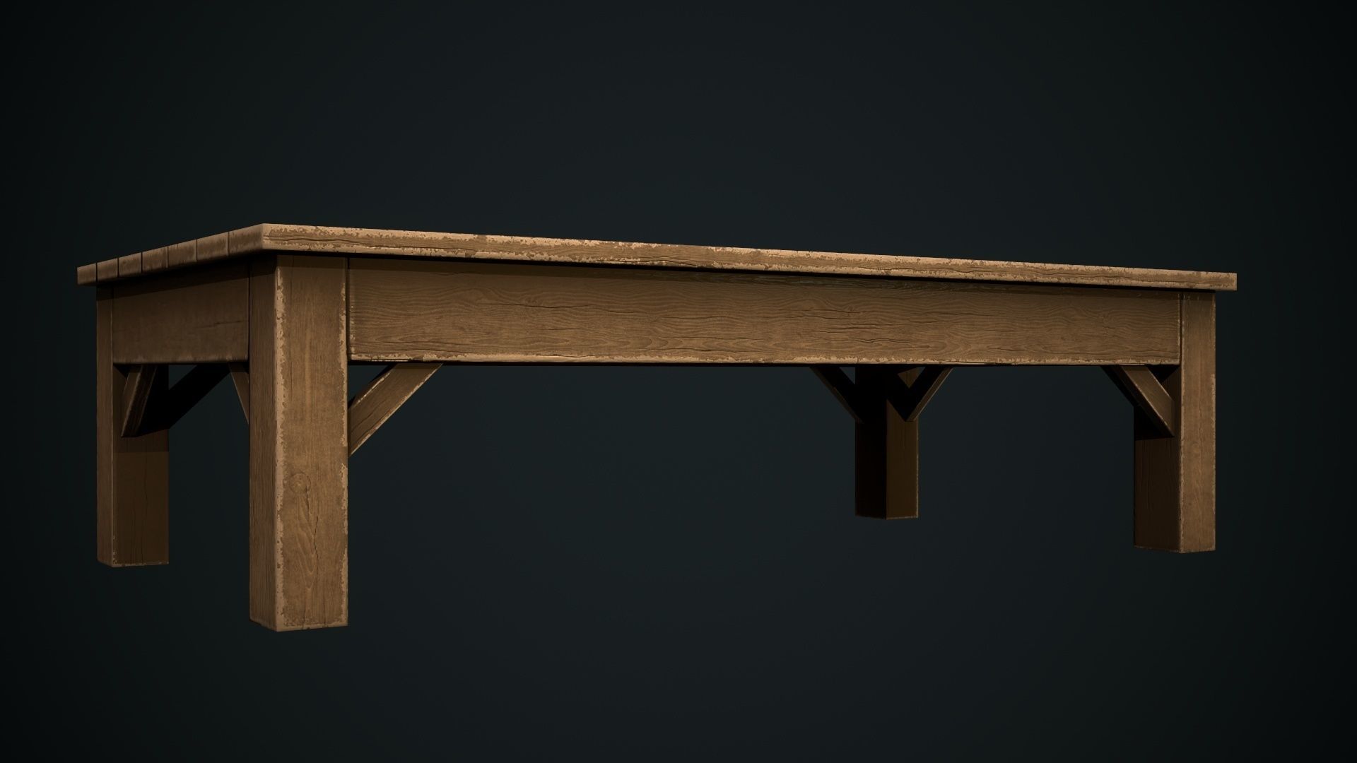 Wooden Table Low-poly 3D model_4