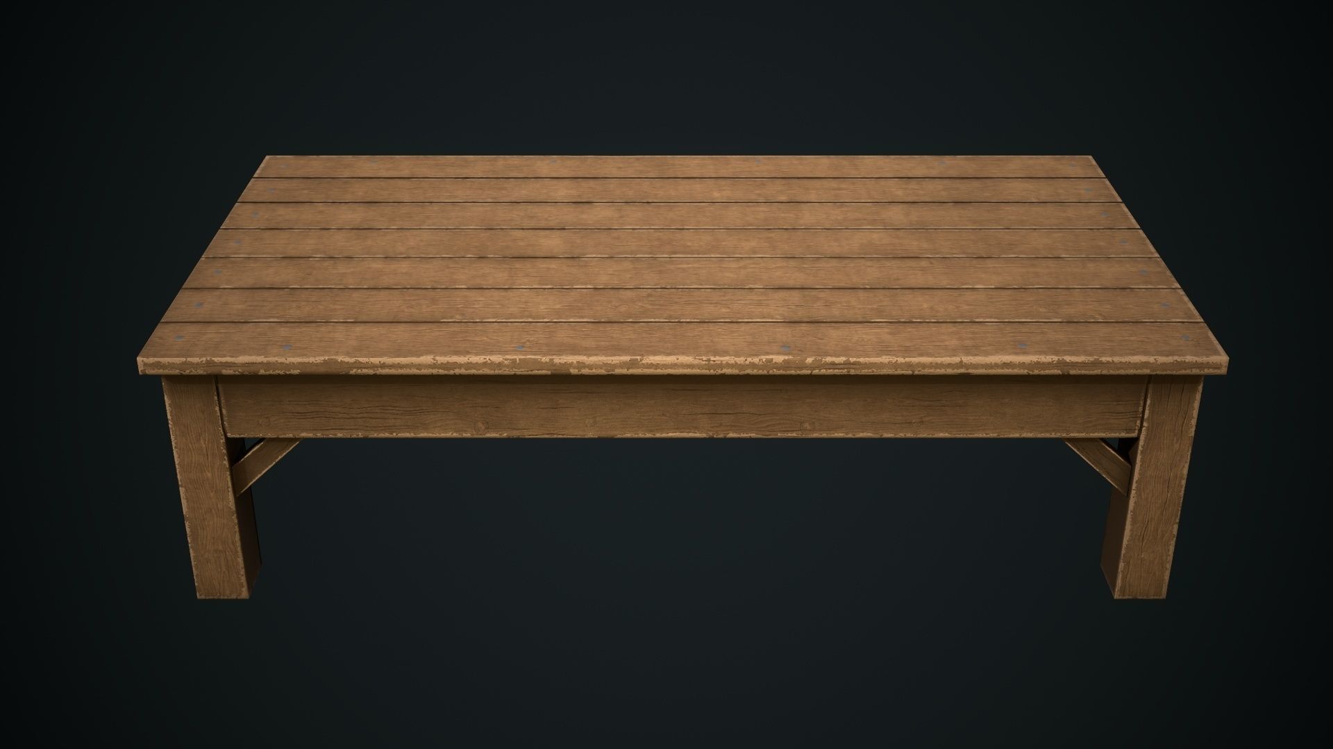 Wooden Table Low-poly 3D model_1