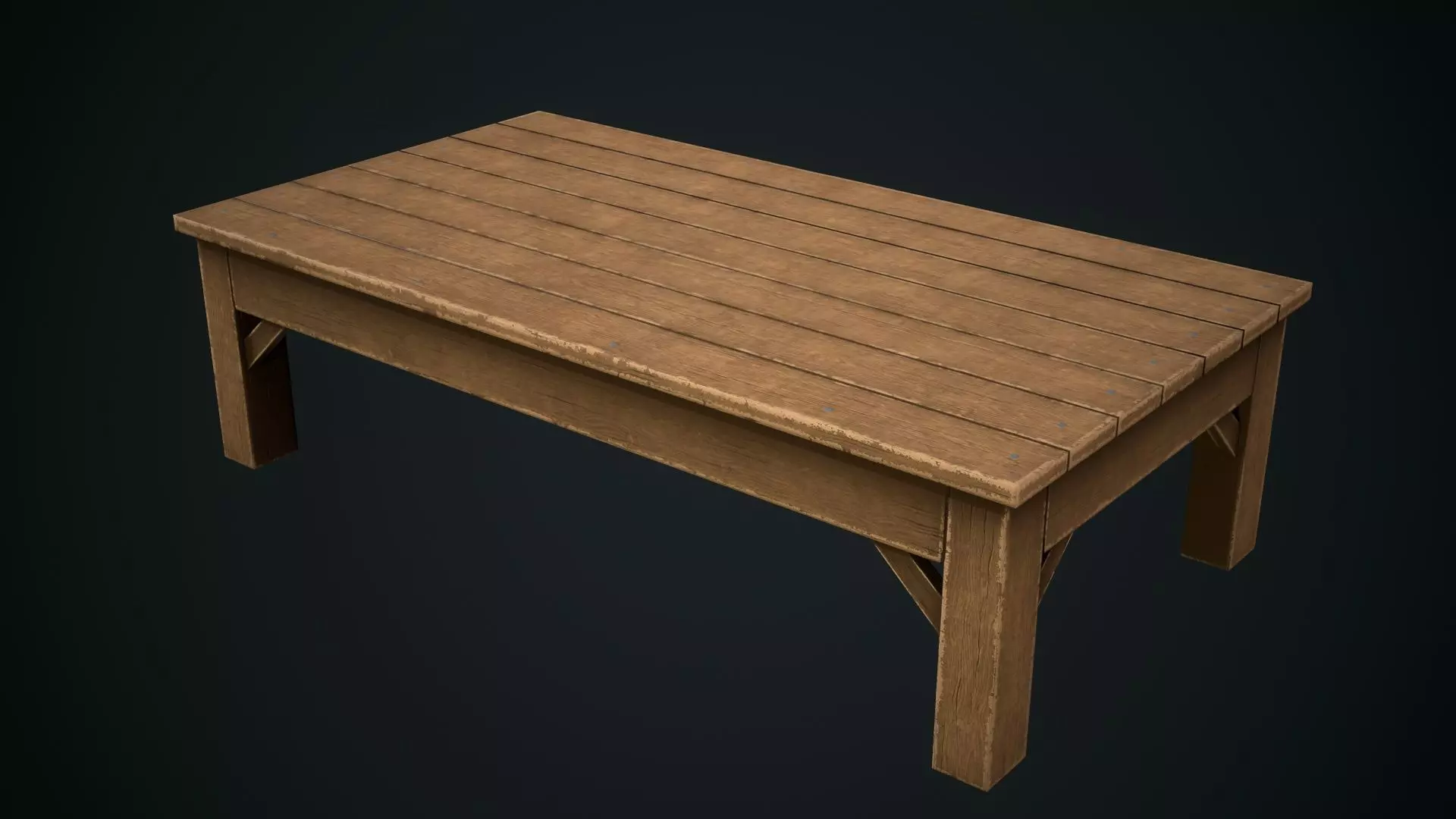 Wooden Table Low-poly 3D model_0