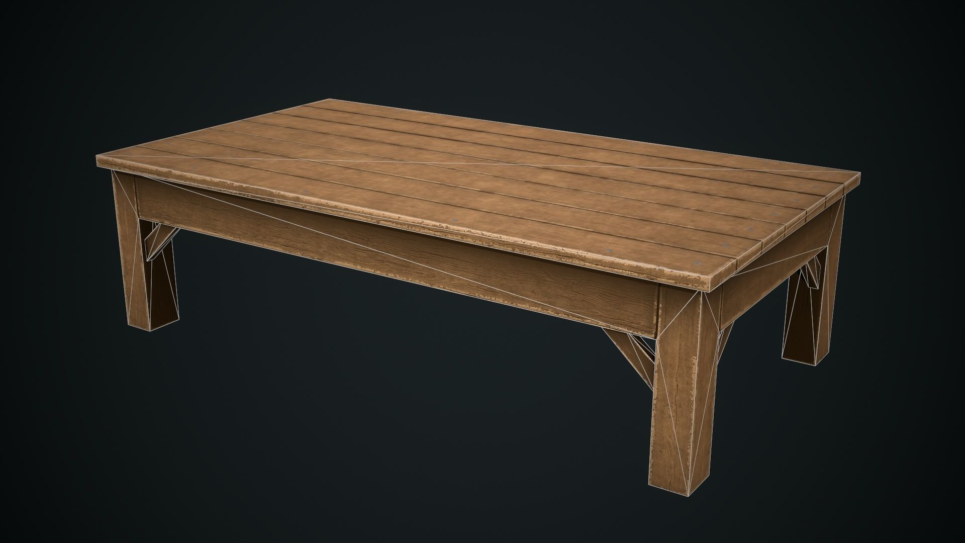 Wooden Table Low-poly 3D model_5
