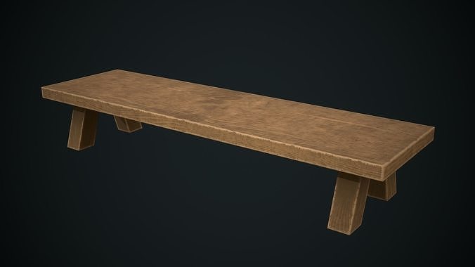Wooden old Stool Low-poly 3D model