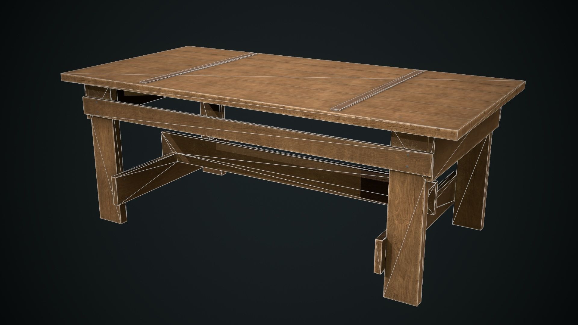 Wooden Table Low-poly 3D model_5