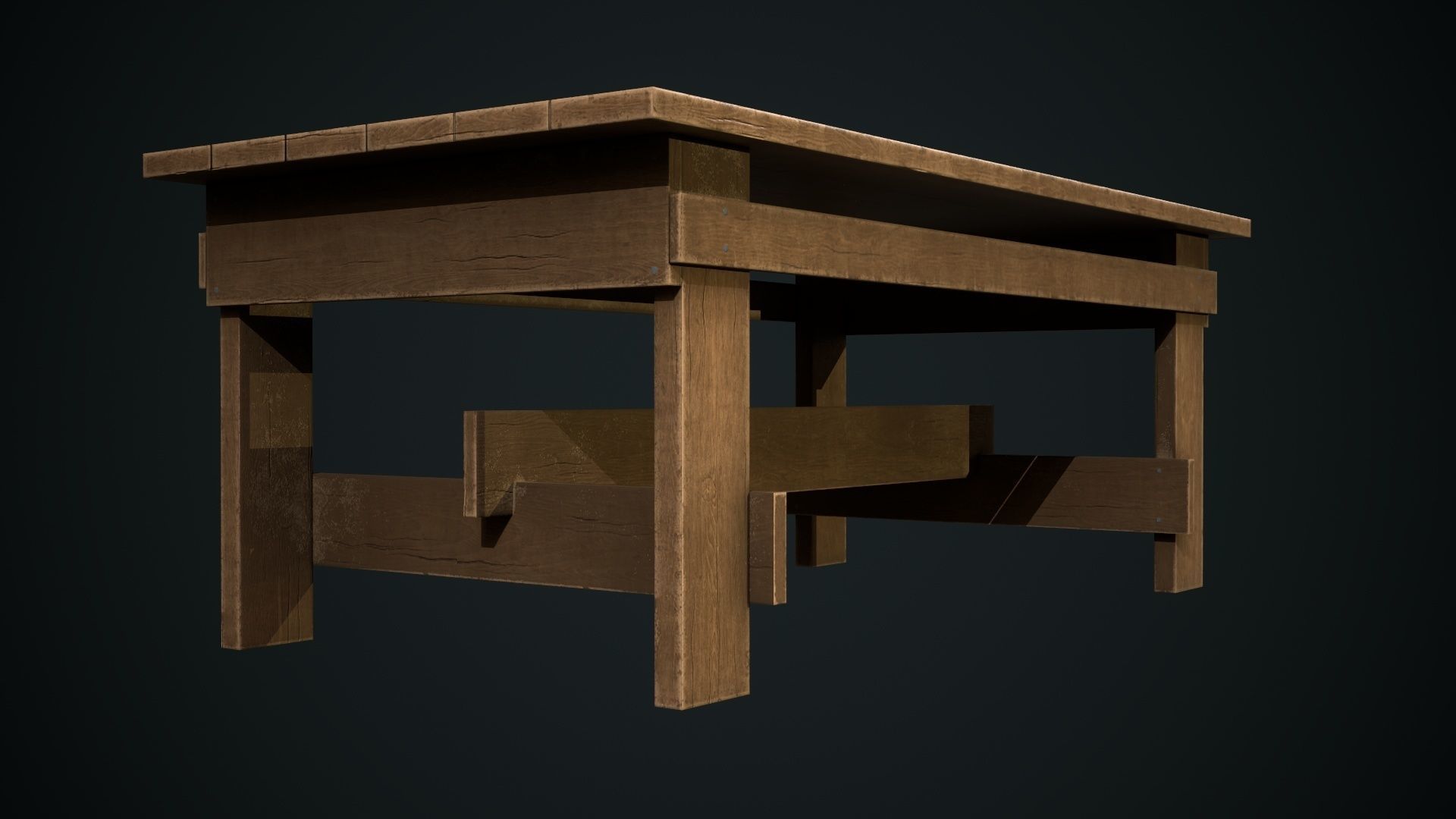 Wooden Table Low-poly 3D model_3