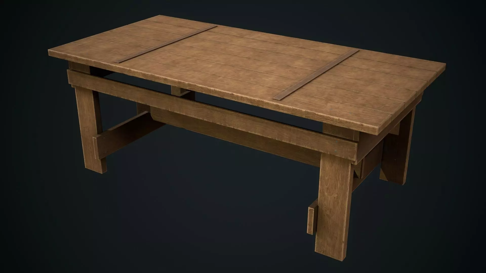 Wooden Table Low-poly 3D model_0