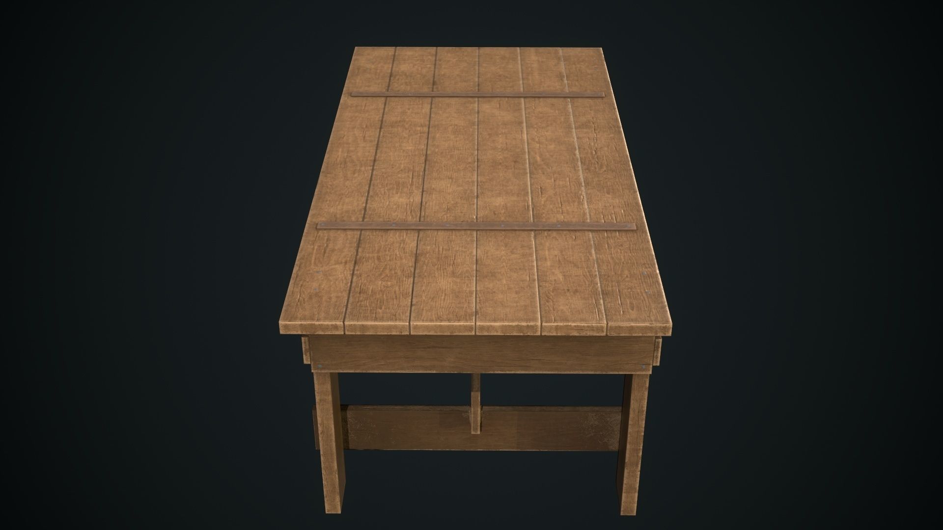 Wooden Table Low-poly 3D model_2