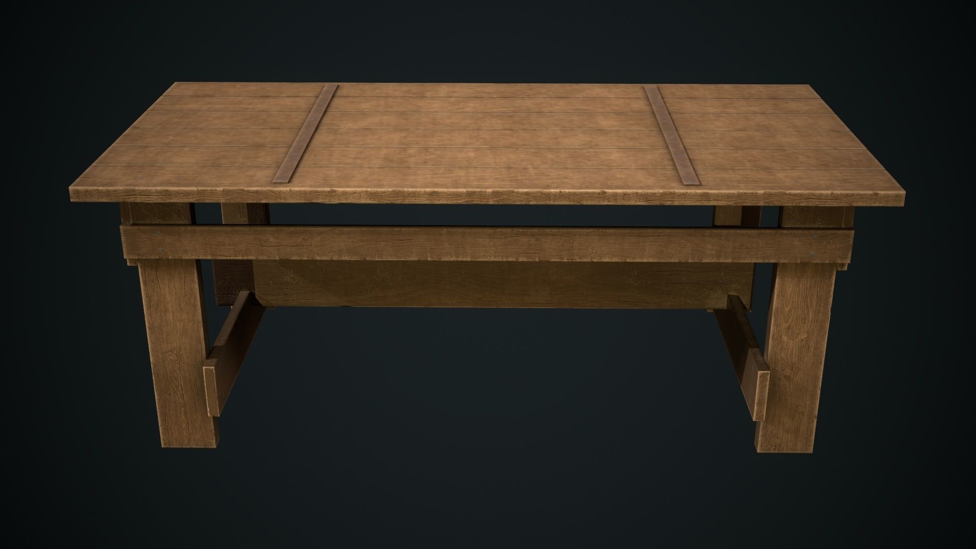 Wooden Table Low-poly 3D model_1