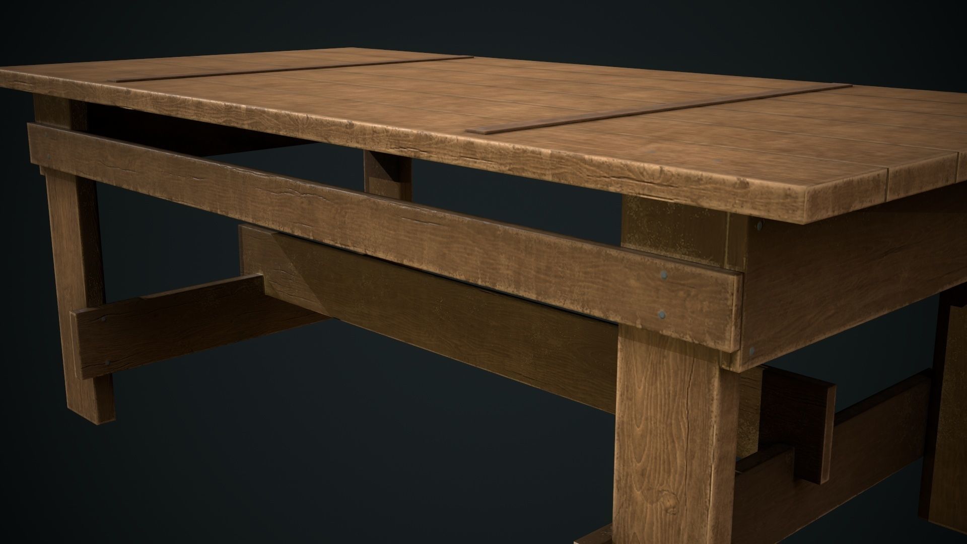 Wooden Table Low-poly 3D model_4
