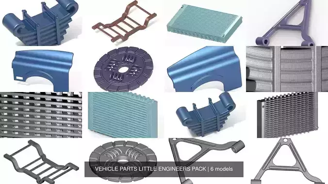 VEHICLE PARTS LITTLE ENGINEERS PACK 3D Model Collection