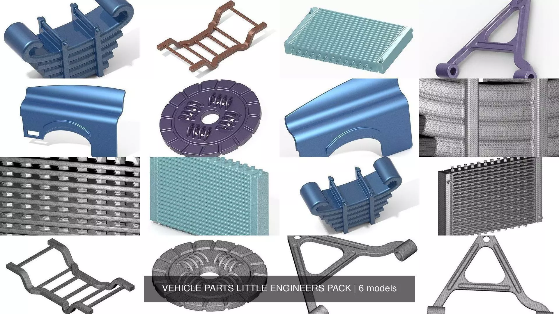 VEHICLE PARTS LITTLE ENGINEERS PACK 3D Model Collection_0