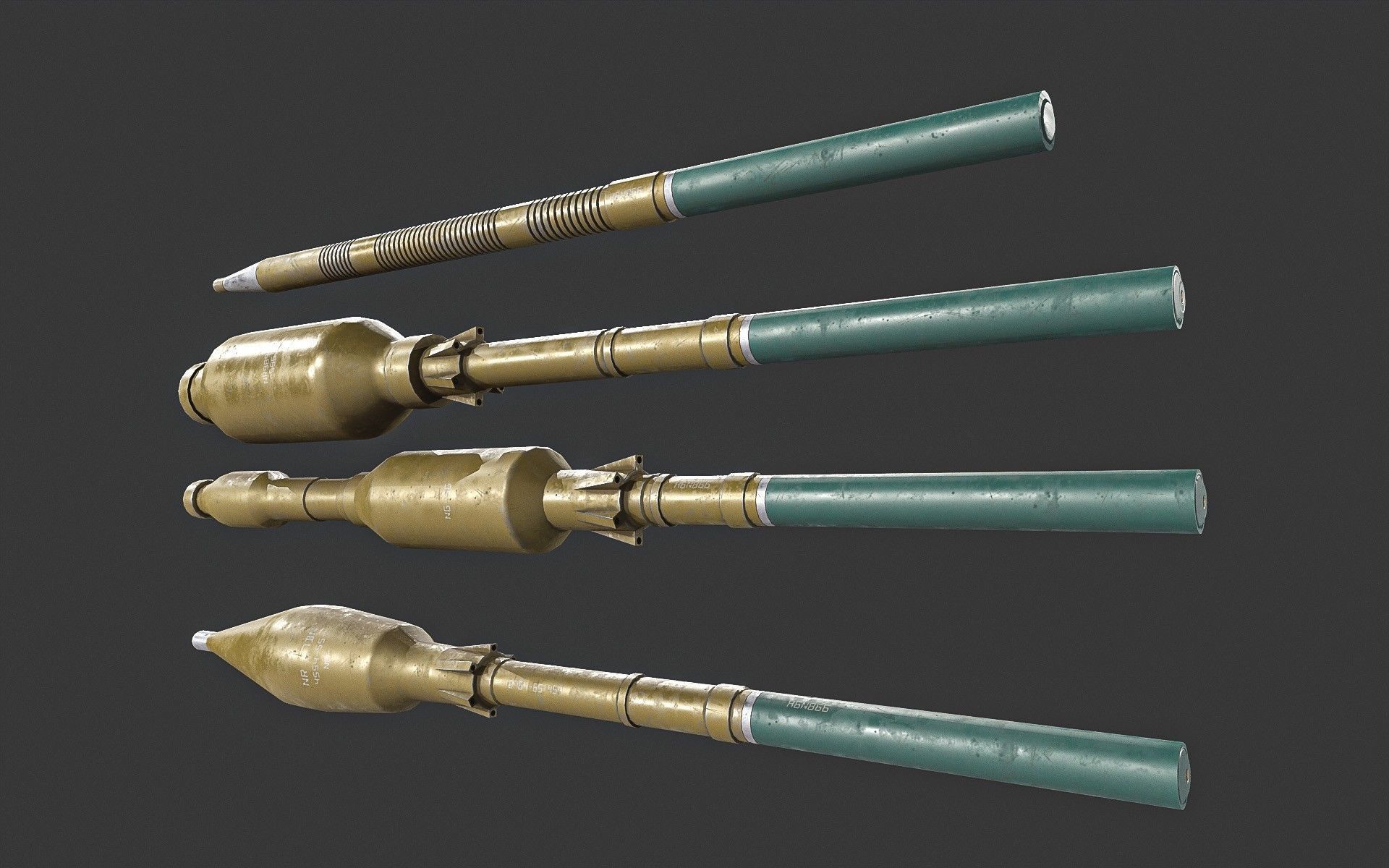 GS-777  Rocket Launcher  With  Ammunition Low-poly 3D model_6