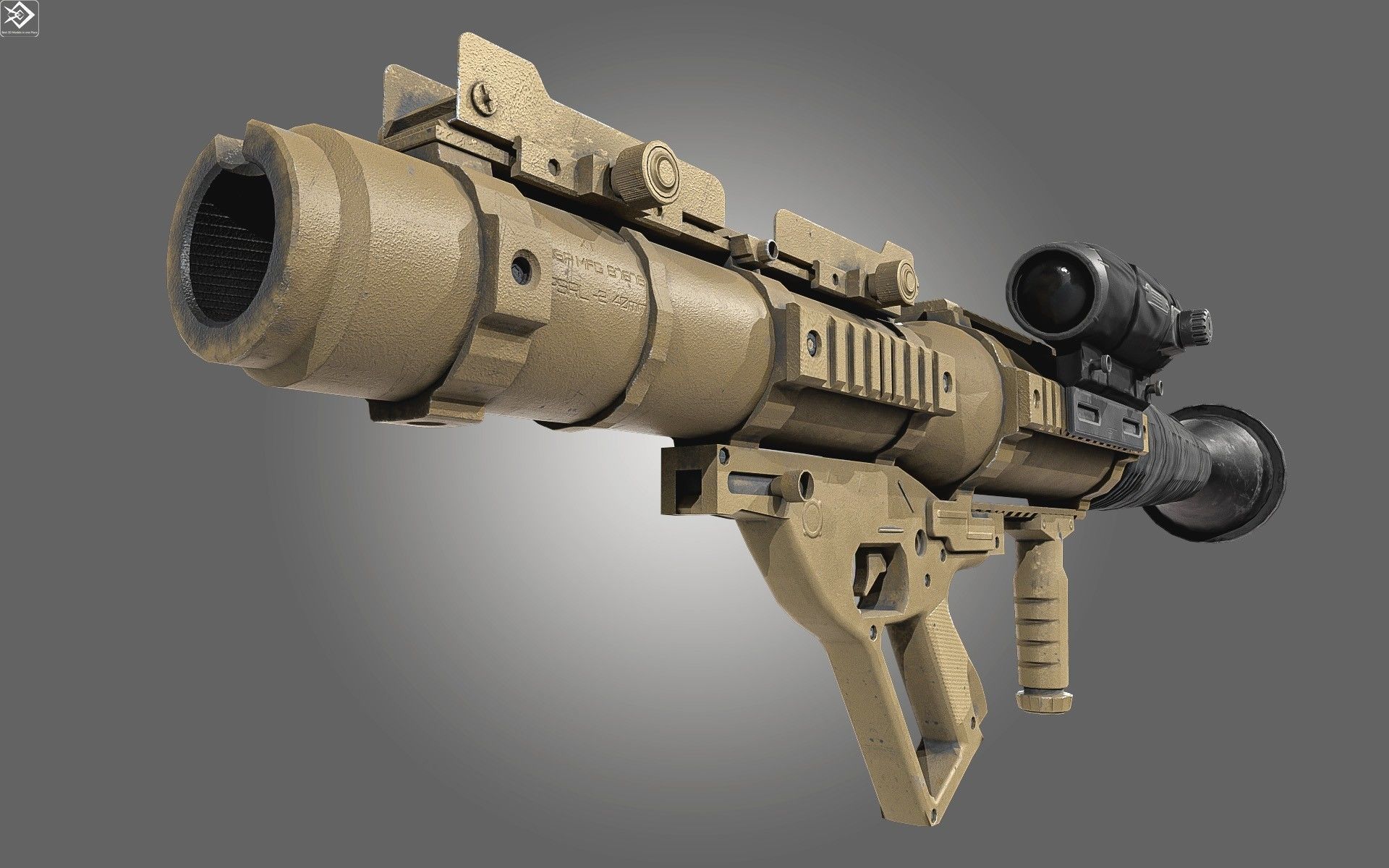 GS-777  Rocket Launcher  With  Ammunition Low-poly 3D model_5