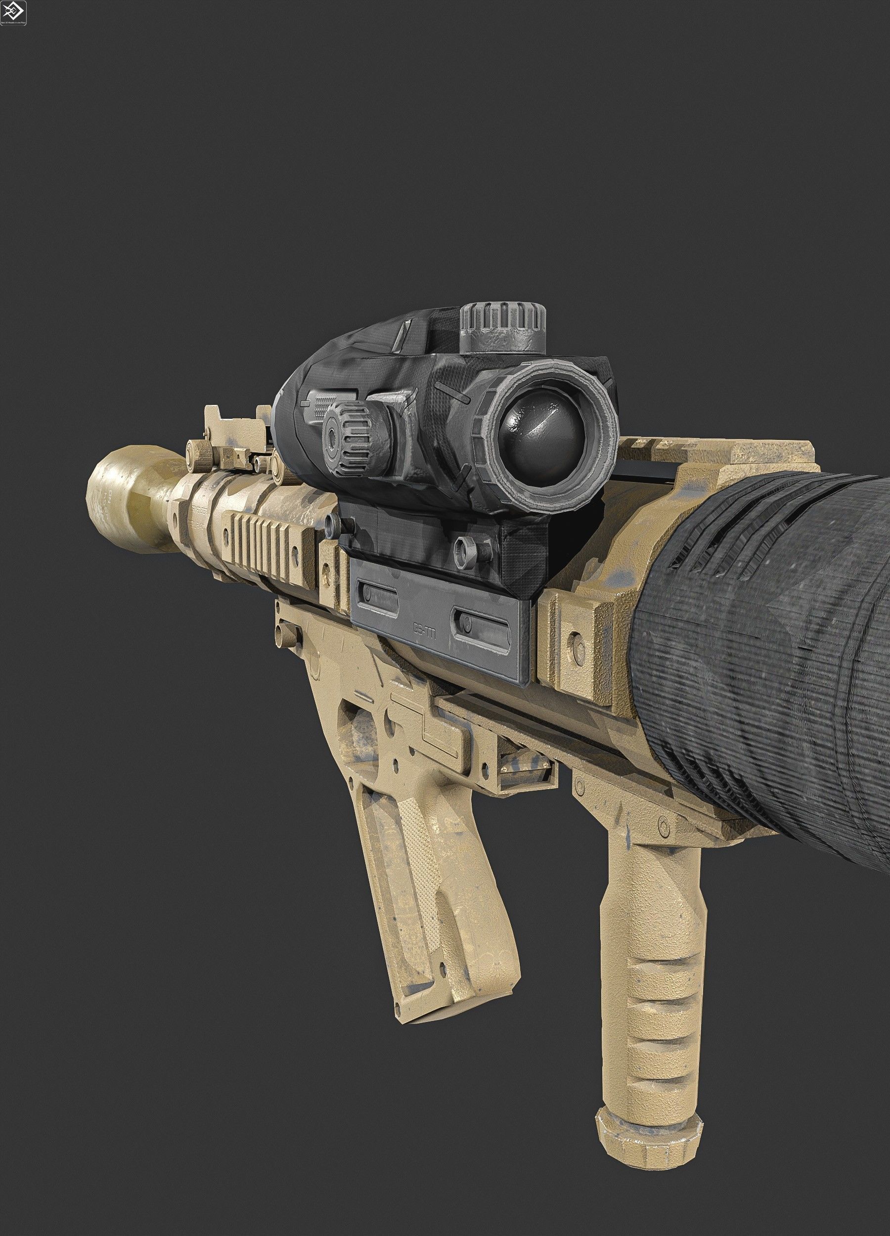 GS-777  Rocket Launcher  With  Ammunition Low-poly 3D model_1