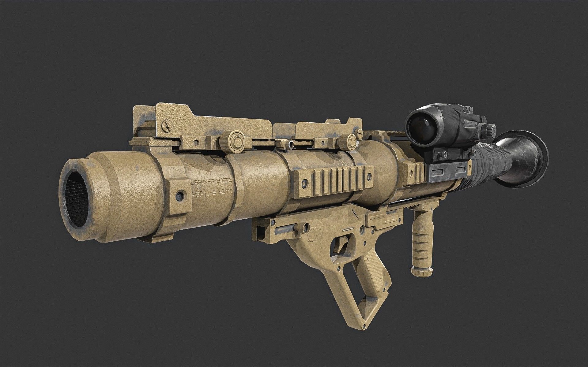 GS-777  Rocket Launcher  With  Ammunition Low-poly 3D model_3